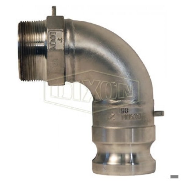 Type F 90Deg Cam and Groove Elbow, 2 in, Male Adapter x MNPT, 316 SS, Domestic